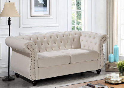 Chesterfield Crushed Velvet Accent Chair, Button Tufted Single Sofa Chair with Rolled Arms, Wood Tapered Legs, High Density Foam Spring Support, Comes with Matching Bolster image 3
