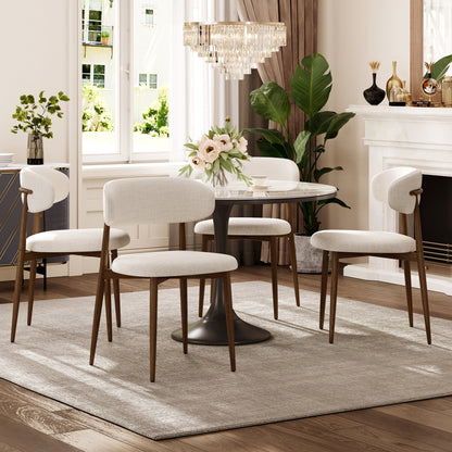 Dining Chairs Set of 2, Metal Kitchen Chairs with Modern Fabric Upholstered for Dining Room, Beige image 2