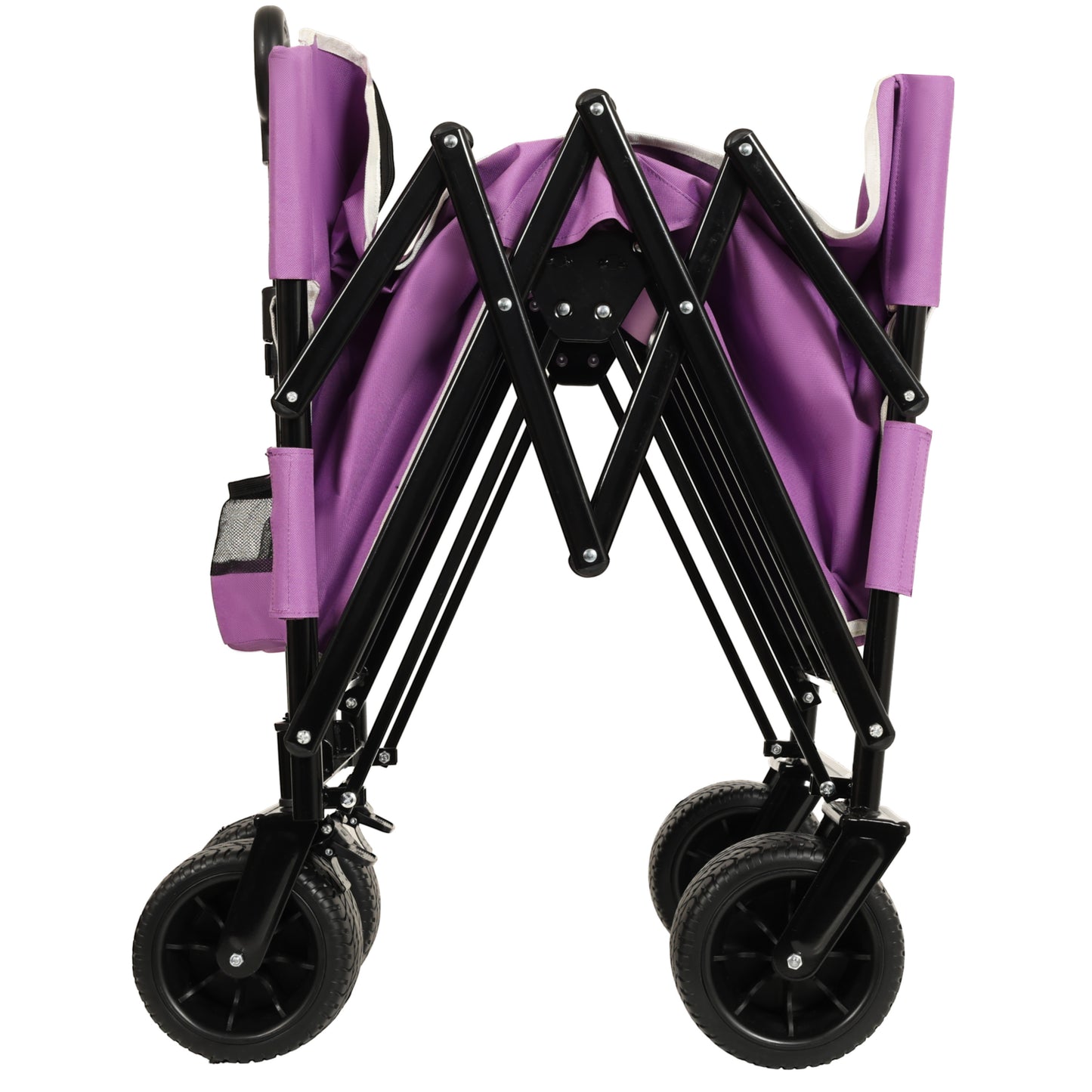 3-in-1 Folding Wagon Cart with Bench Seat & Storage, patent protection - Includes 1 ice pack, 500lbs Heavy-Duty, 180L Capacity All-Terrain Wheels for Camping, Beach, Sports, Garden, purple image 3