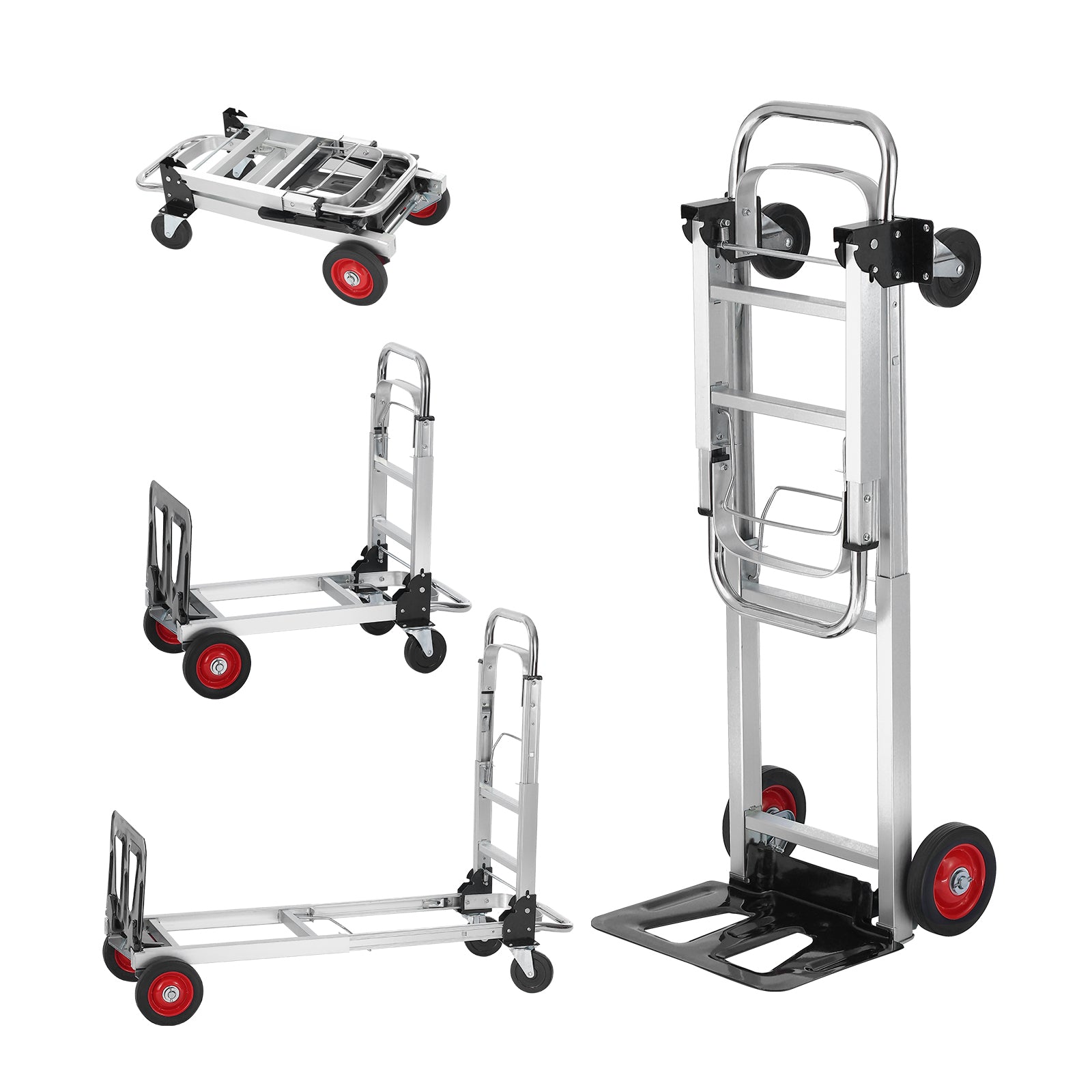 Aluminum Folding Hand Truck, 2 in 1 Design 400 lbs Capacity, Heavy Duty Industrial Collapsible cart, Dolly Cart with Rubber Wheels for Transport and Moving in Warehouse, Supermarket, Garden image 1