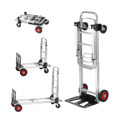 Aluminum Folding Hand Truck, 2 in 1 Design 400 lbs Capacity, Heavy Duty Industrial Collapsible cart, Dolly Cart with Rubber Wheels for Transport and Moving in Warehouse, Supermarket, Garden image 1