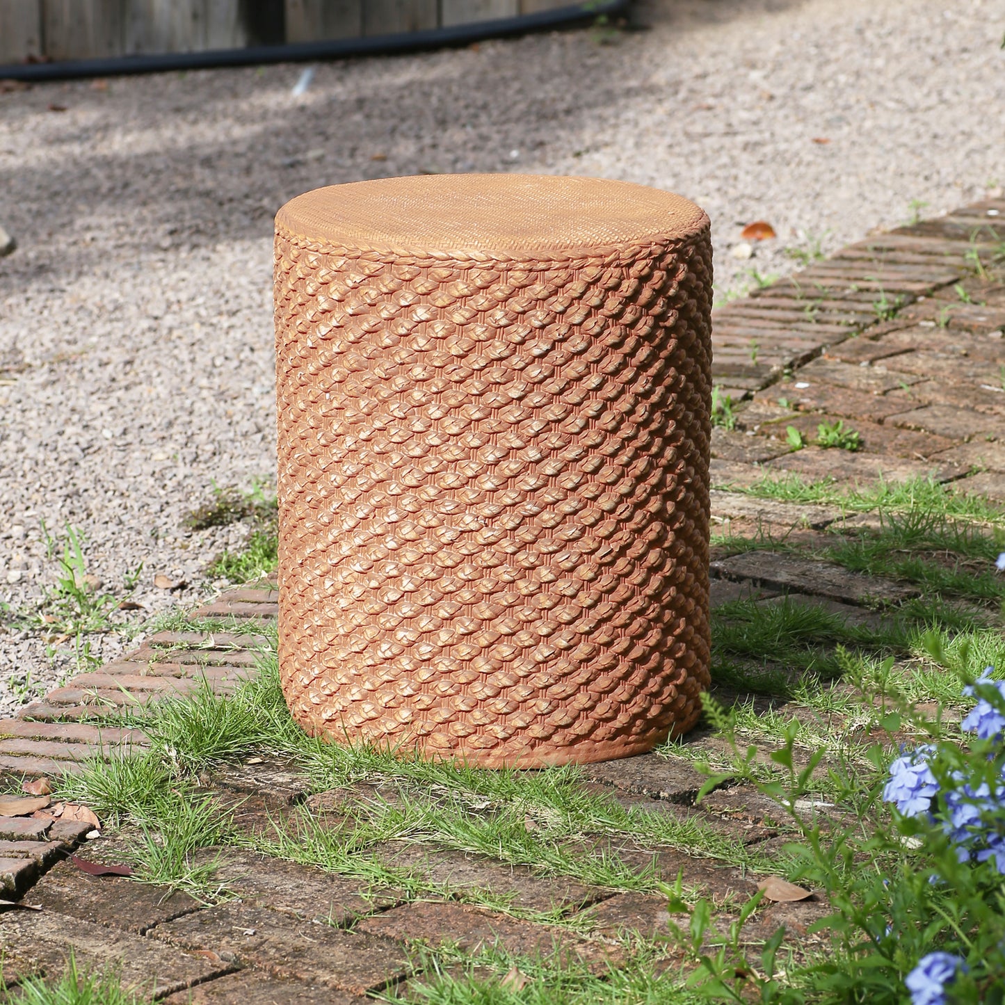 Evie Outdoor Patio Round MGO Side Table, Brown image 3
