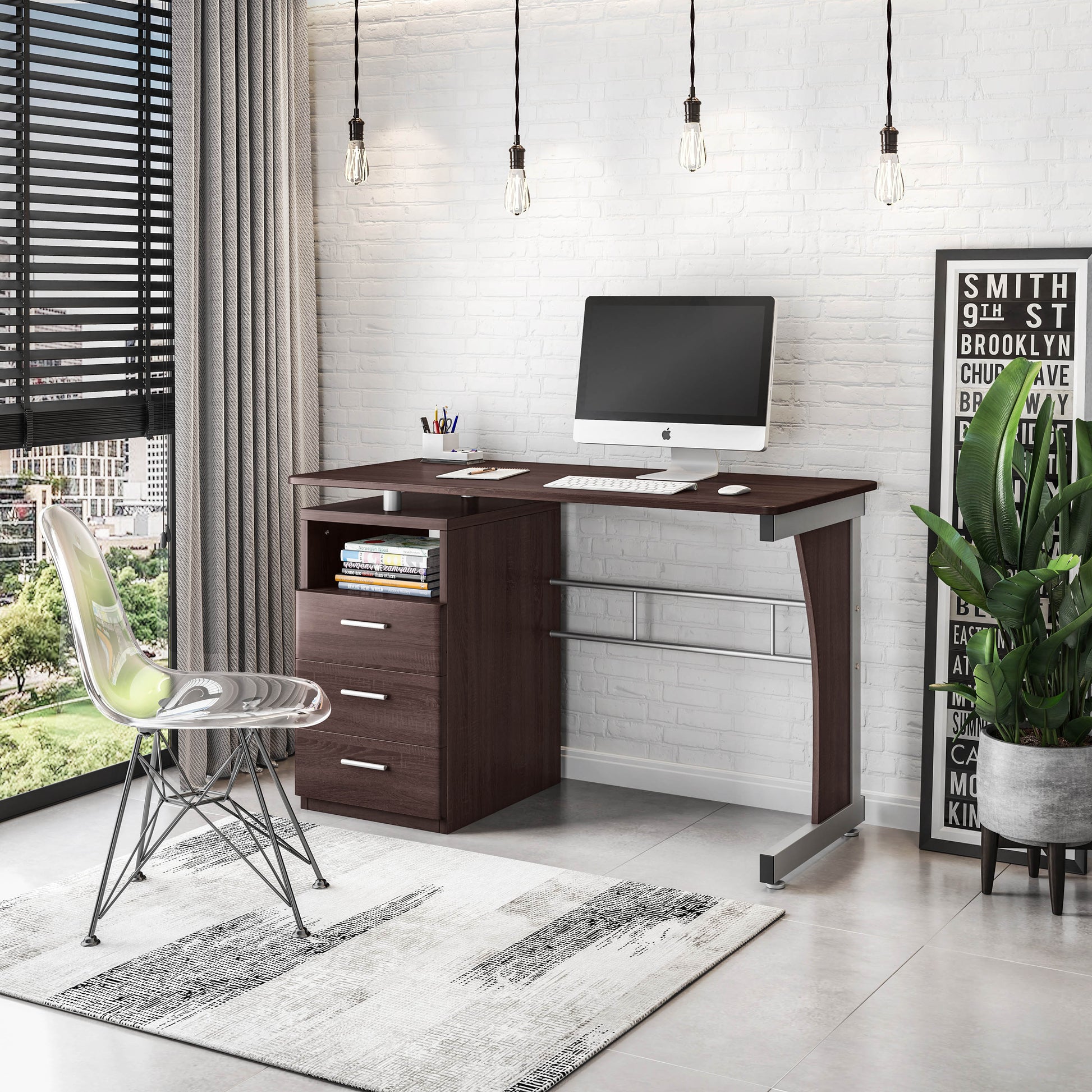Techni Mobili Computer Desk with Ample Storage image 1