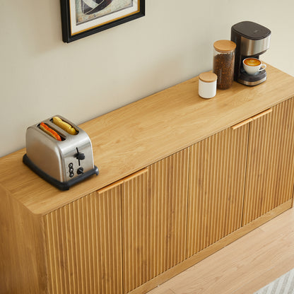 59-inch modern wavy sideboard, curved contour design storage cabinet, 4-door cabinet with storage function, suitable for kitchen/bedroom/living room, Natural, 59.0"L x 15.7"W x 27.7"H image 11