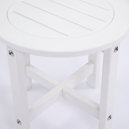 White HDPE Round Outdoor Side Table, 18 in. Dia. x 17 in. H, Small Weather-Resistant Patio End Table image 9