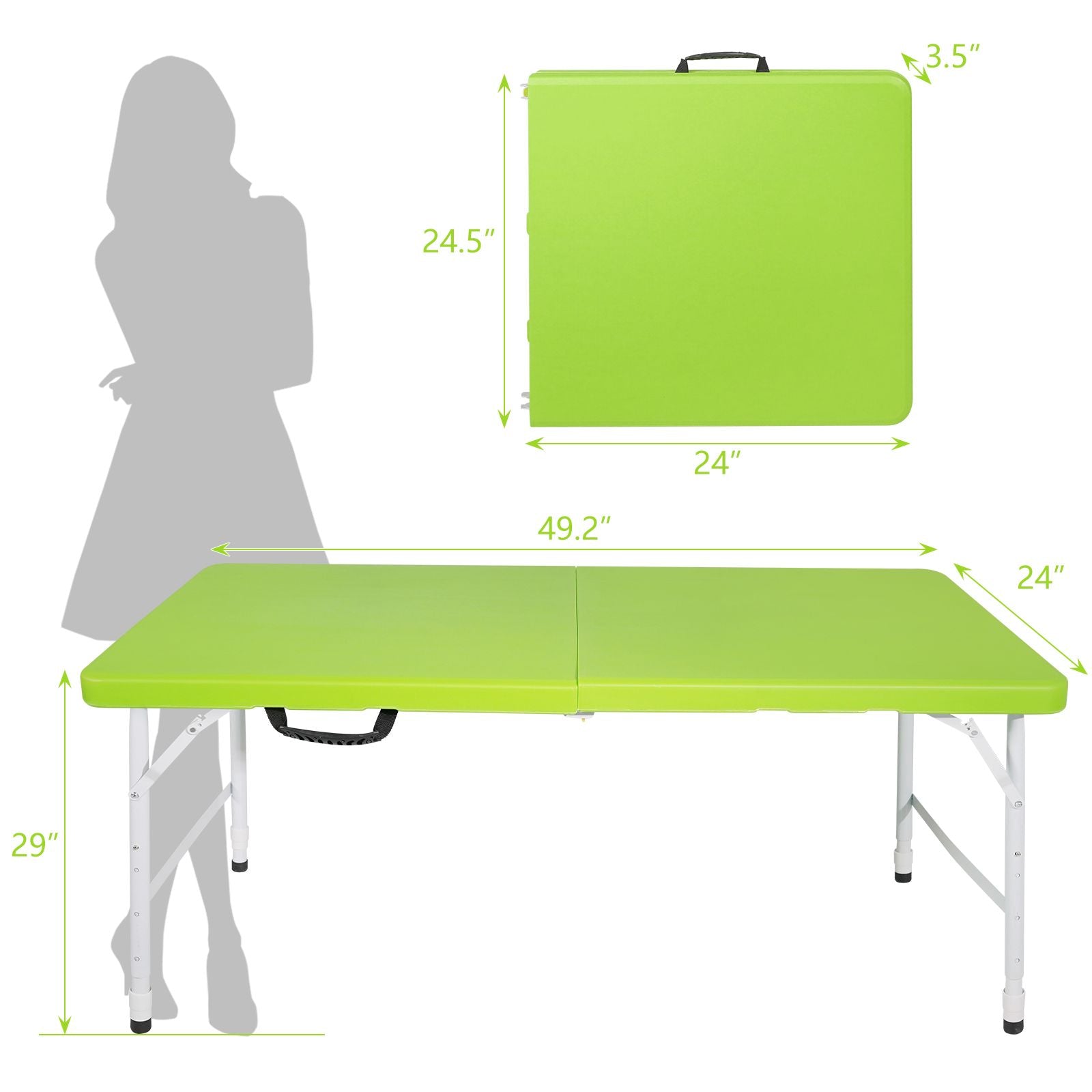 4ft Green Portable Folding Table Indoor&Outdoor Maximum Weight 135KG Foldable Table for Camping image 2