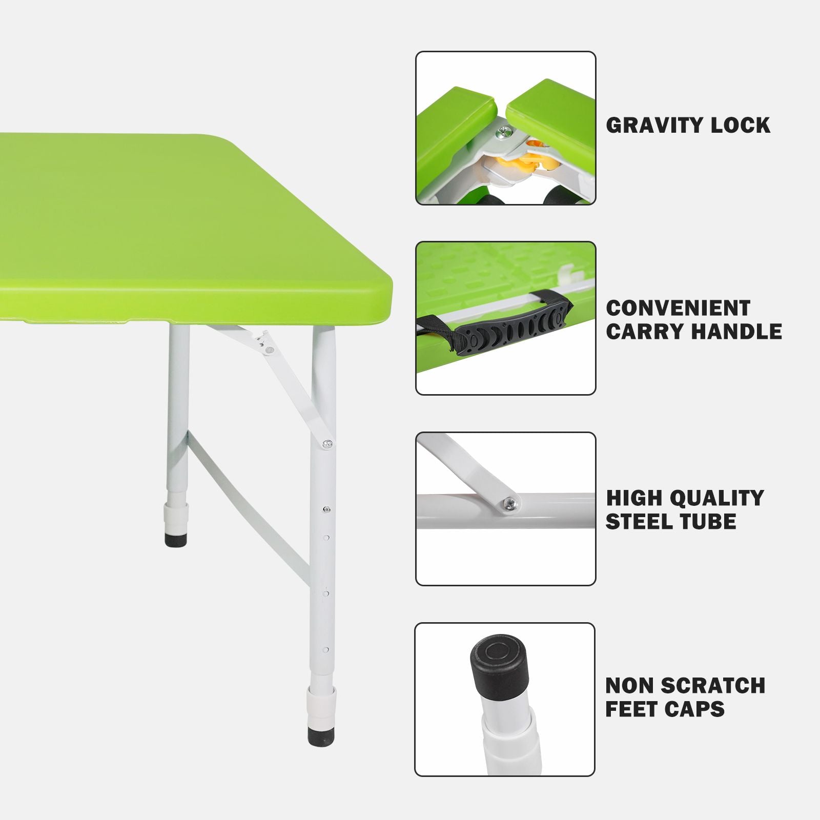 4ft Green Portable Folding Table Indoor&Outdoor Maximum Weight 135KG Foldable Table for Camping image 3