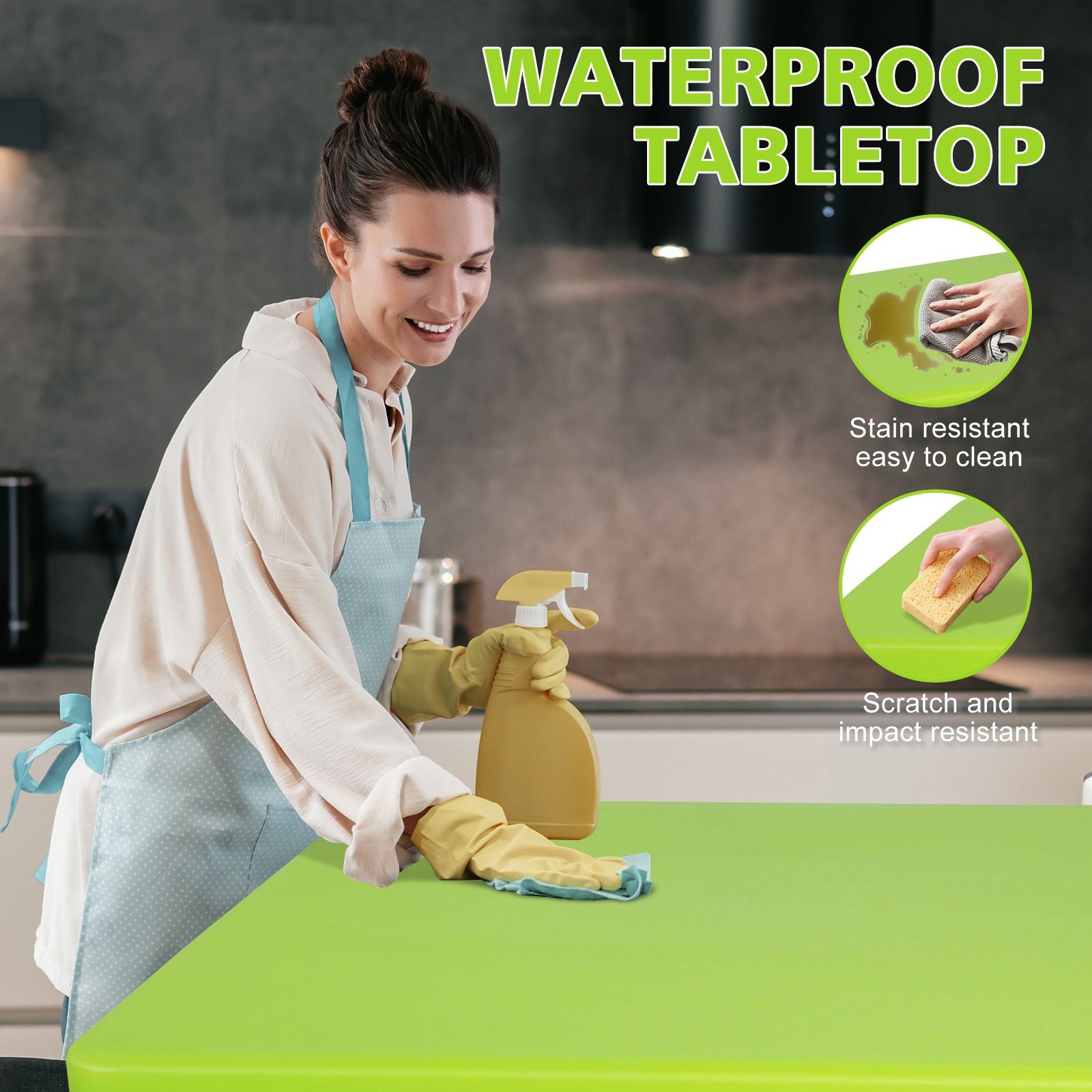 4ft Green Portable Folding Table Indoor&Outdoor Maximum Weight 135KG Foldable Table for Camping image 4