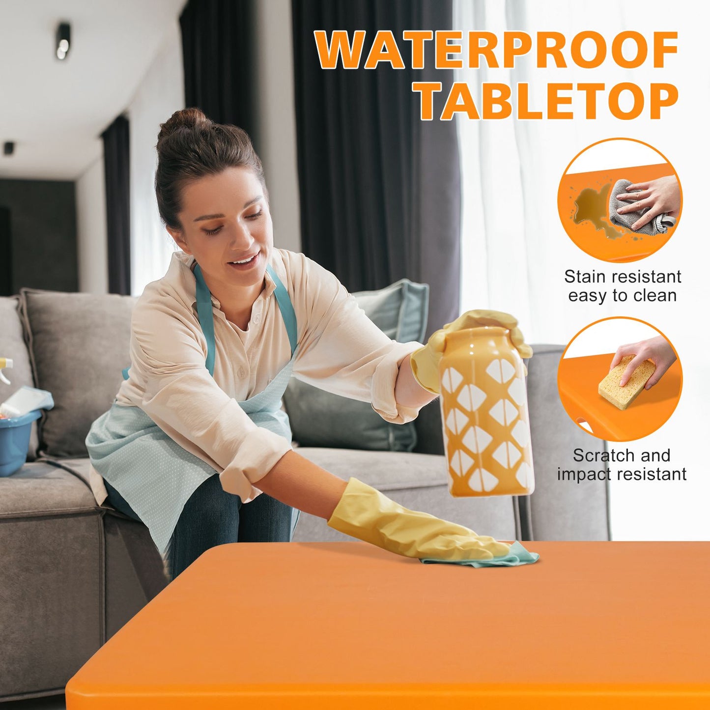 4ft Orange Portable Folding Table Indoor&Outdoor Maximum Weight 135KG Foldable Table for Camping image 4