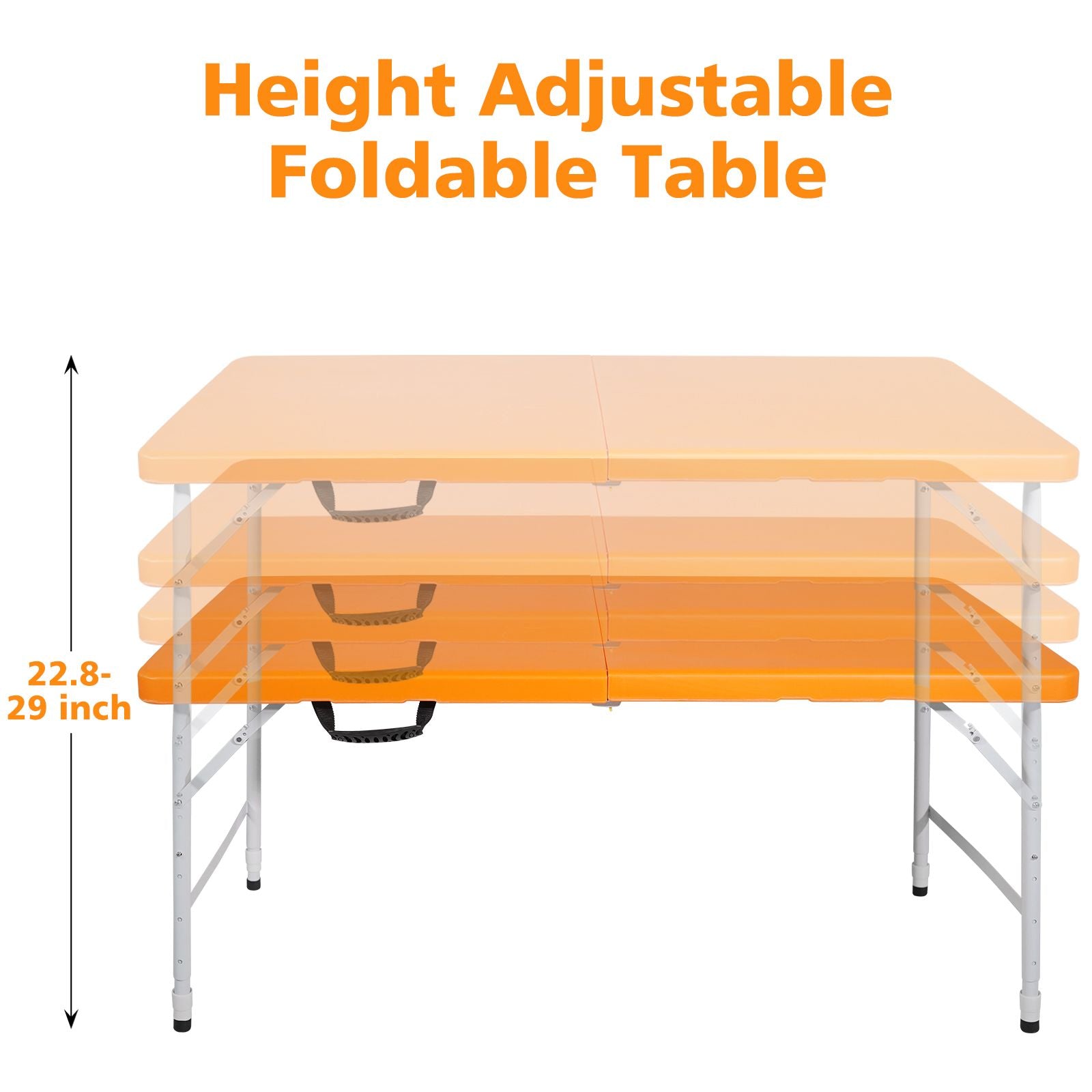 4ft Orange Portable Folding Table Indoor&Outdoor Maximum Weight 135KG Foldable Table for Camping image 7