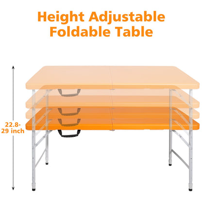 4ft Orange Portable Folding Table Indoor&Outdoor Maximum Weight 135KG Foldable Table for Camping image 7