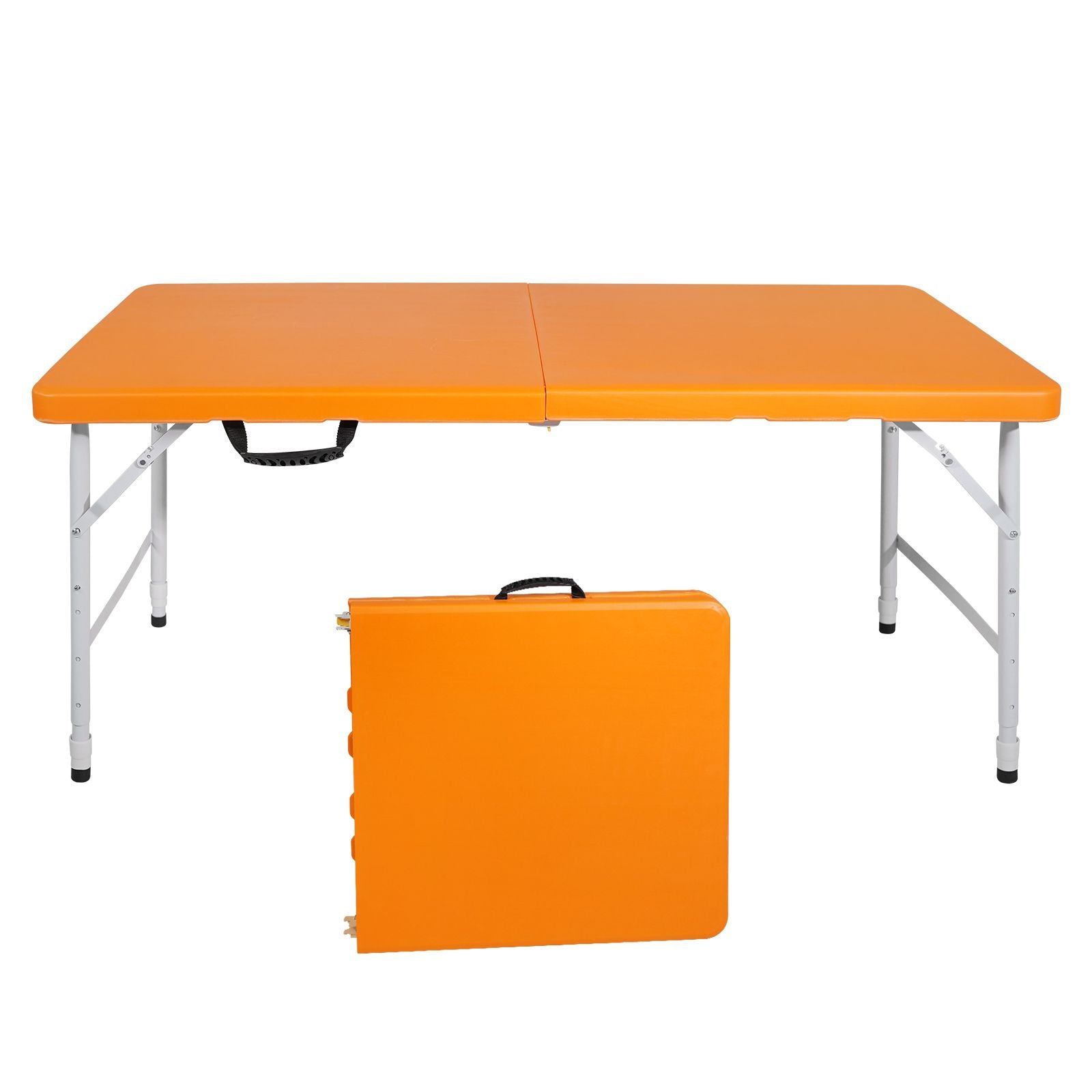 4ft Orange Portable Folding Table Indoor&Outdoor Maximum Weight 135KG Foldable Table for Camping image 1