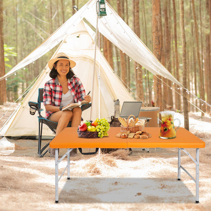 4ft Orange Portable Folding Table Indoor&Outdoor Maximum Weight 135KG Foldable Table for Camping image 6