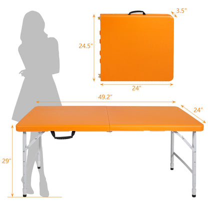 4ft Orange Portable Folding Table Indoor&Outdoor Maximum Weight 135KG Foldable Table for Camping image 2