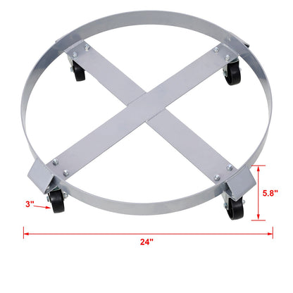 4Pcs Drum Dolly for 55 Gallon Drums,Barrel Dolly with 4 Swivel Caster Wheels,Heavy Duty Steel Frame Drum Cart with Brake image 3