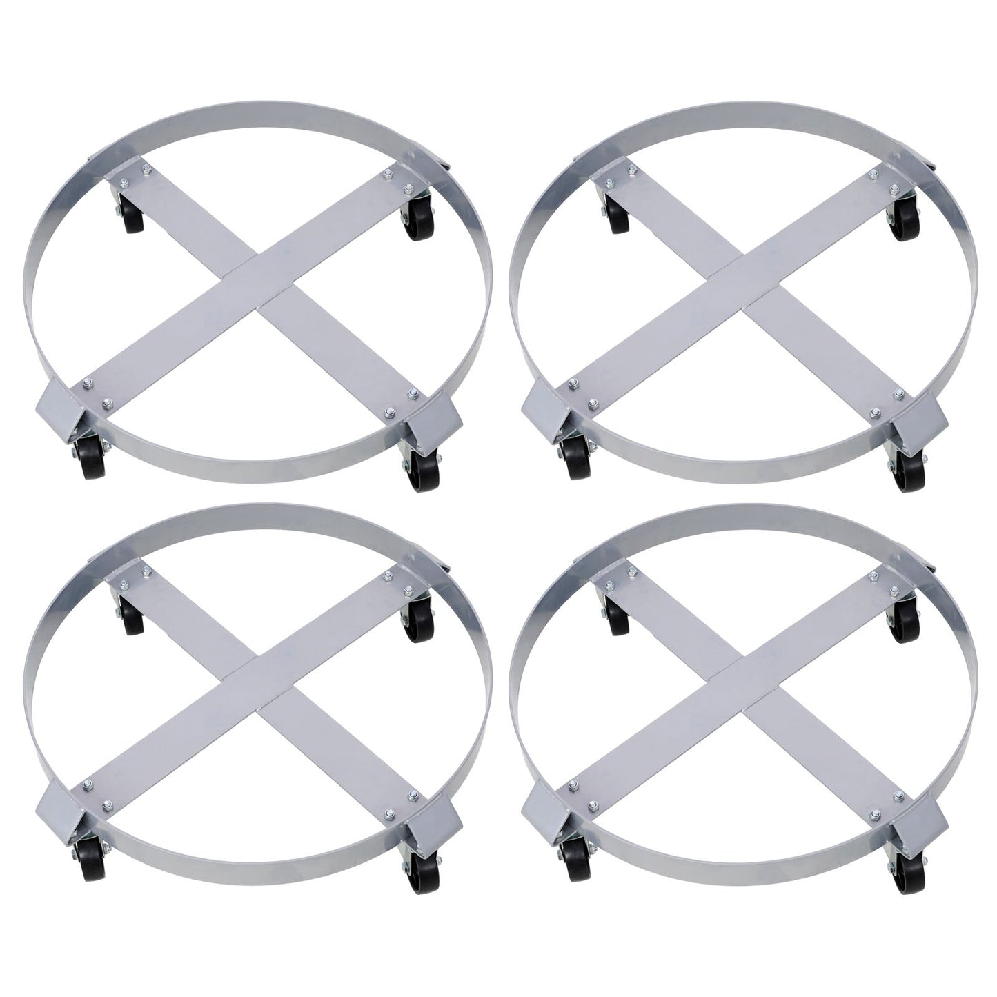 4Pcs Drum Dolly for 55 Gallon Drums,Barrel Dolly with 4 Swivel Caster Wheels,Heavy Duty Steel Frame Drum Cart with Brake image 1