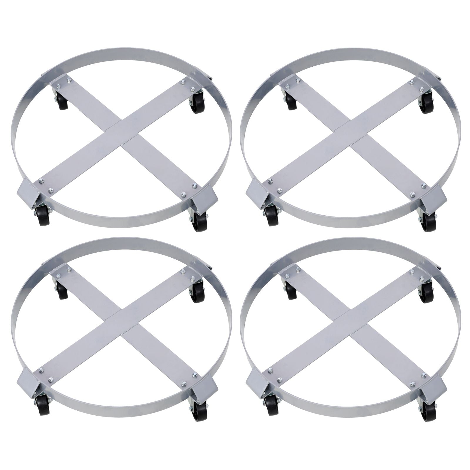 4Pcs Drum Dolly for 55 Gallon Drums,Barrel Dolly with 4 Swivel Caster Wheels,Heavy Duty Steel Frame Drum Cart with Brake image 1