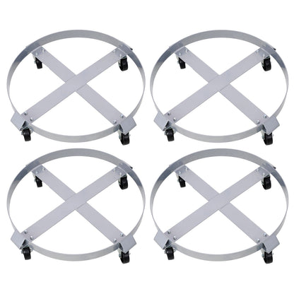 4Pcs Drum Dolly for 55 Gallon Drums,Barrel Dolly with 4 Swivel Caster Wheels,Heavy Duty Steel Frame Drum Cart with Brake image 1