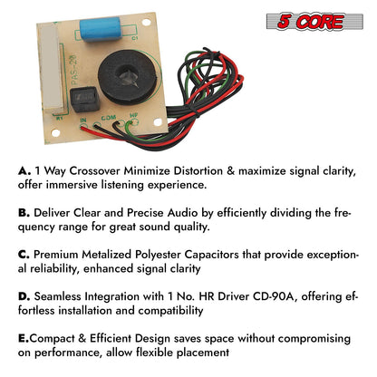 5 CORE 1 Way Passive Cross Over Network Frequency Divider Metalised Polyester Capacitors - NW 05 image 8