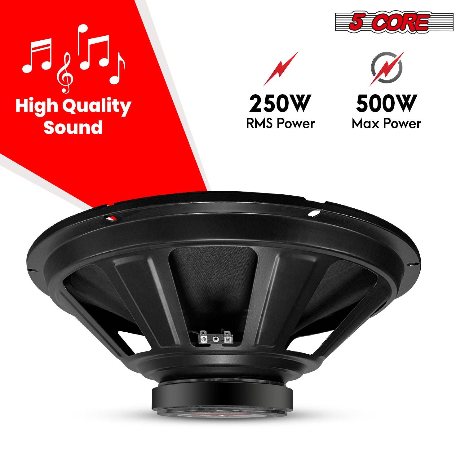5 Core 15 Inch Subwoofer 450 Watt Car Audio Sub Woofer 4 Ohm w Deep Bass Replacement Loud Speaker image 2