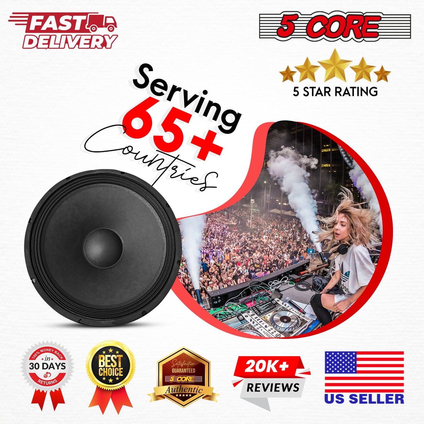 5 Core 15 Inch Subwoofer 450 Watt Car Audio Sub Woofer 4 Ohm w Deep Bass Replacement Loud Speaker image 11