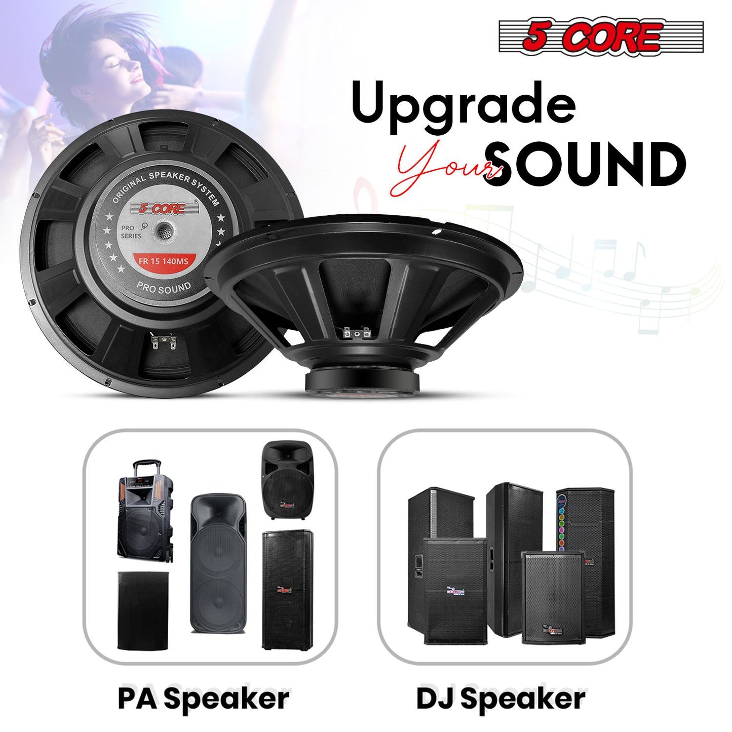 5 Core 15 Inch Subwoofer 450 Watt Car Audio Sub Woofer 4 Ohm w Deep Bass Replacement Loud Speaker image 9