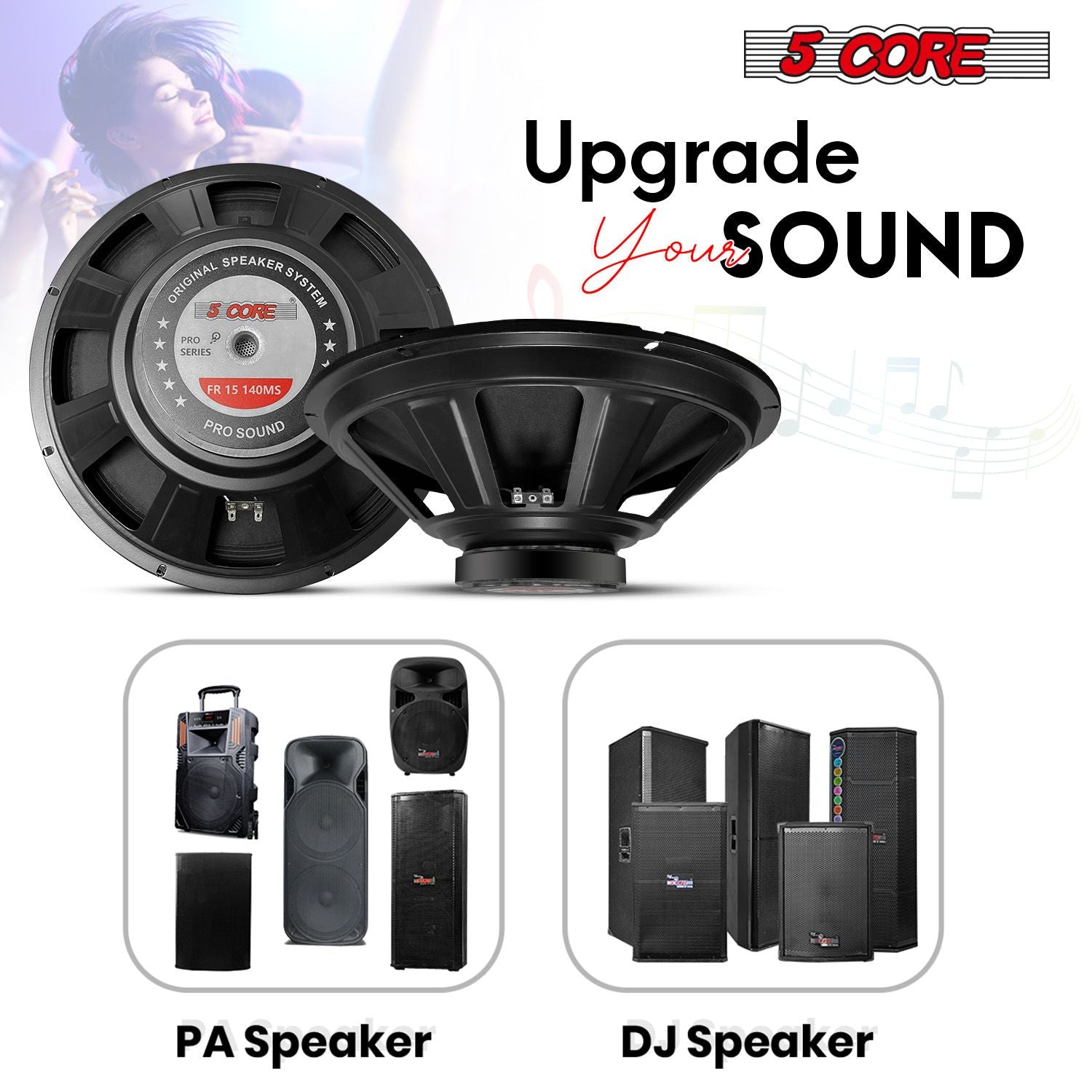 5 Core 15 Inch Subwoofer 450 Watt Car Audio Sub Woofer 4 Ohm w Deep Bass Replacement Loud Speaker image 9