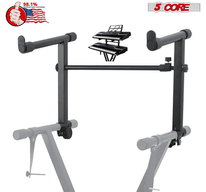 5 Core 2 tier Keyboard Stand Extension Adapter Adjustable Width 2nd Tier X-Style Piano Stands Attachment for 54 - 88 Key image 8