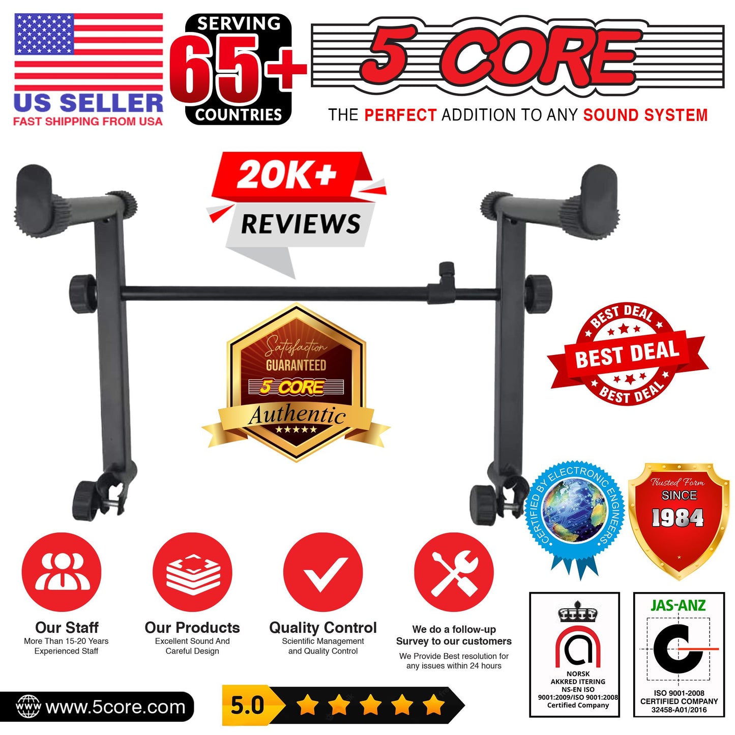 5 Core 2 tier Keyboard Stand Extension Adapter Adjustable Width 2nd Tier X-Style Piano Stands Attachment for 54 - 88 Key image 9