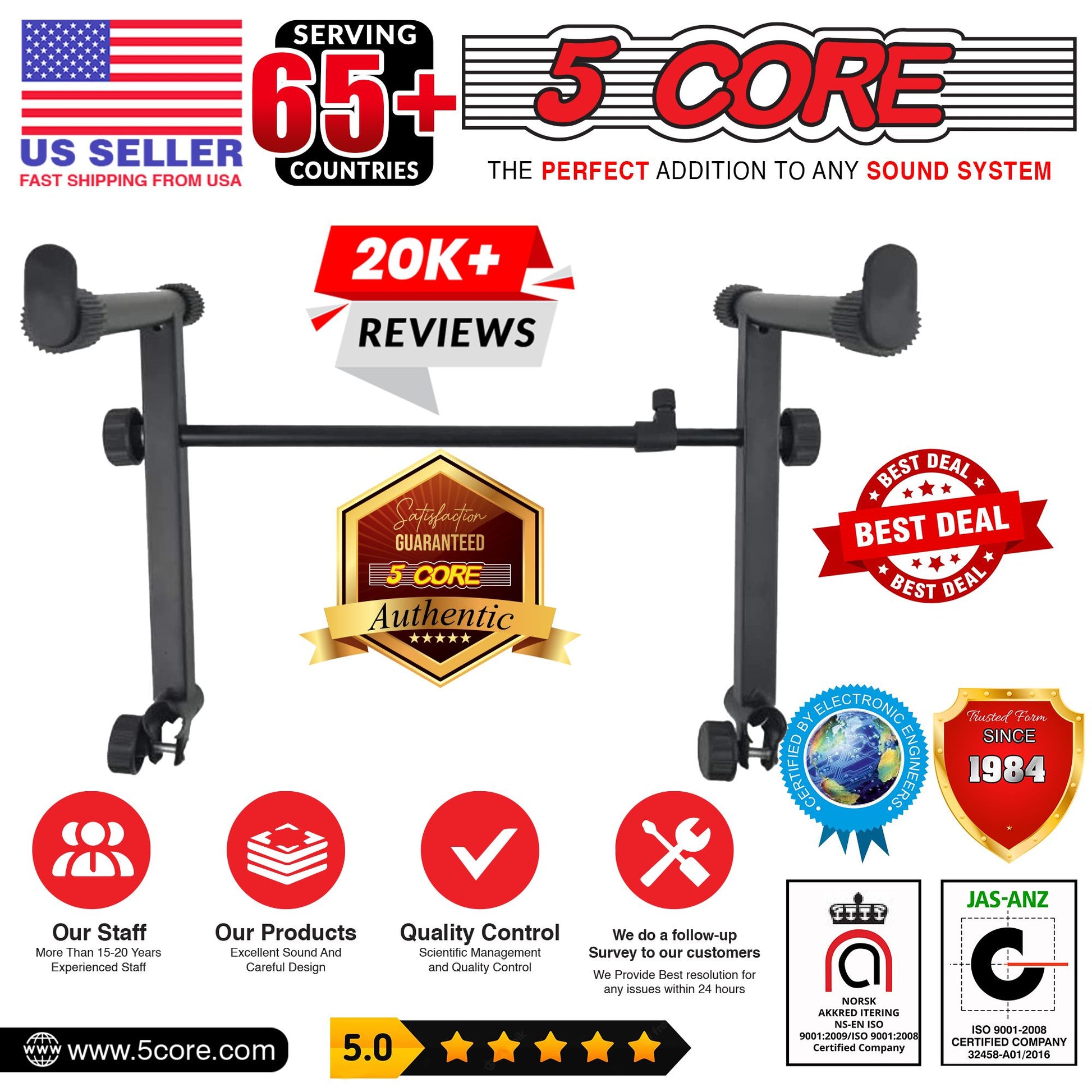5 Core 2 tier Keyboard Stand Extension Adapter Adjustable Width 2nd Tier X-Style Piano Stands Attachment for 54 - 88 Key image 9
