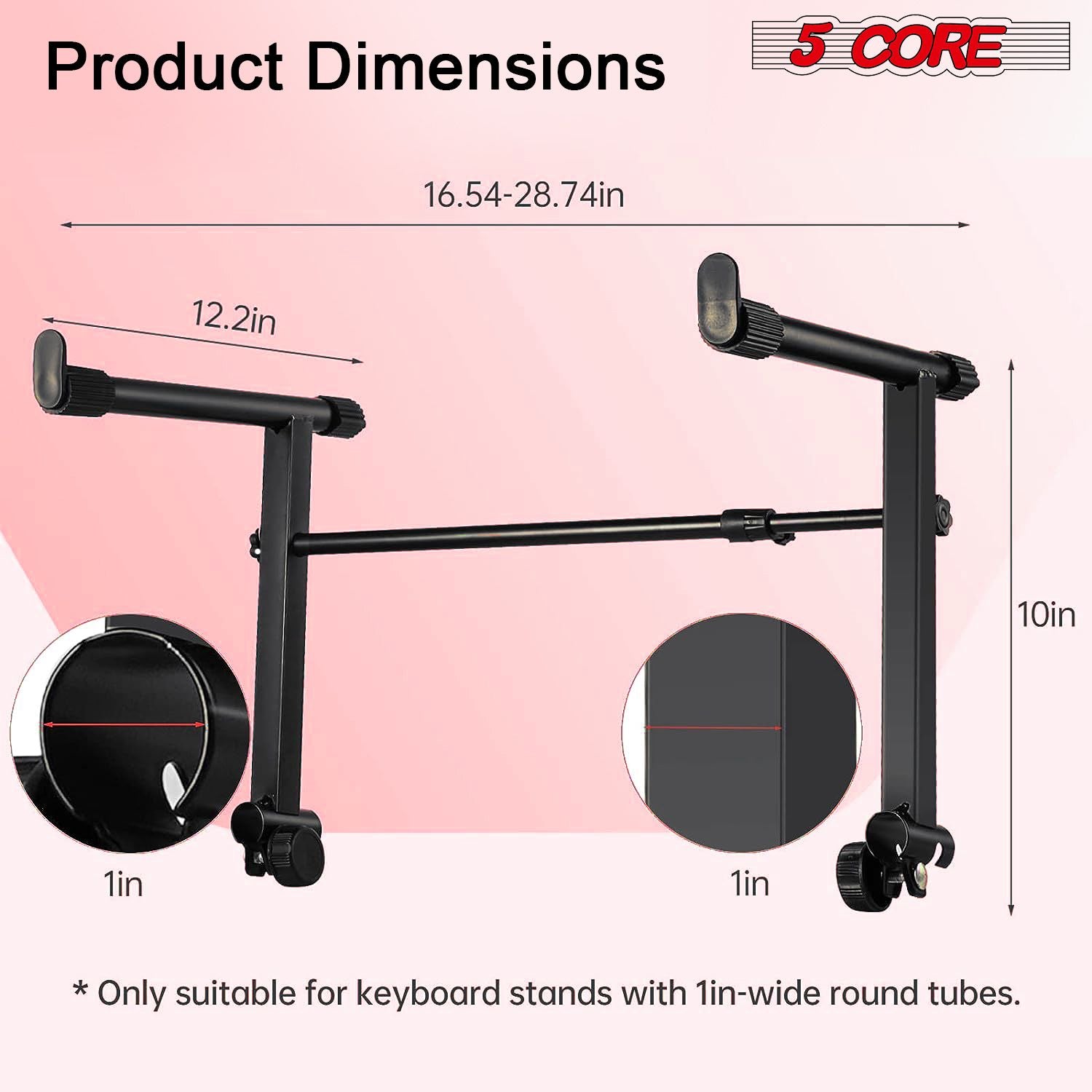 5 Core 2 tier Keyboard Stand Extension Adapter Adjustable Width 2nd Tier X-Style Piano Stands Attachment for 54 - 88 Key image 5