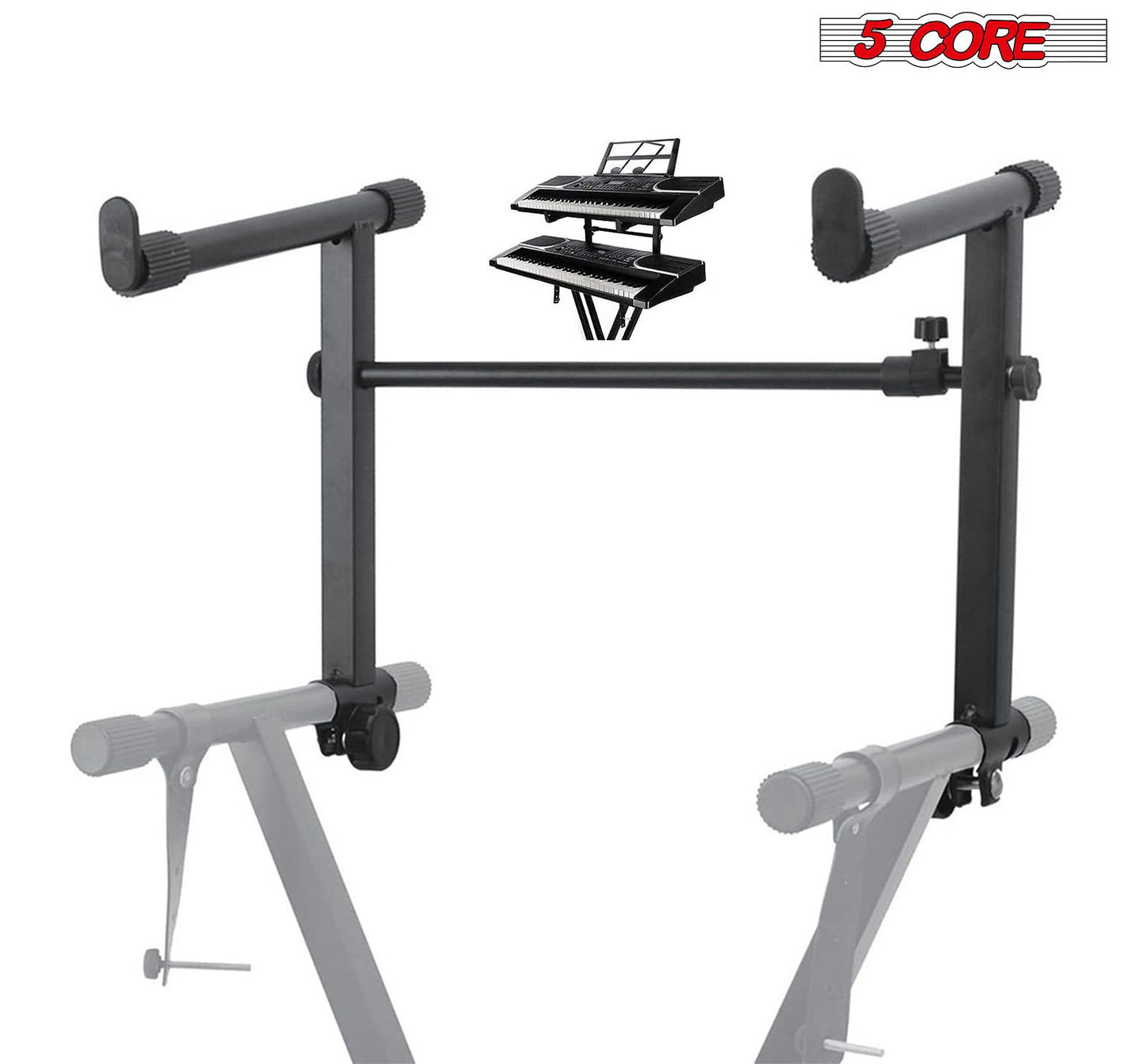 5 Core 2 tier Keyboard Stand Extension Adapter Adjustable Width 2nd Tier X-Style Piano Stands Attachment for 54 - 88 Key image 7