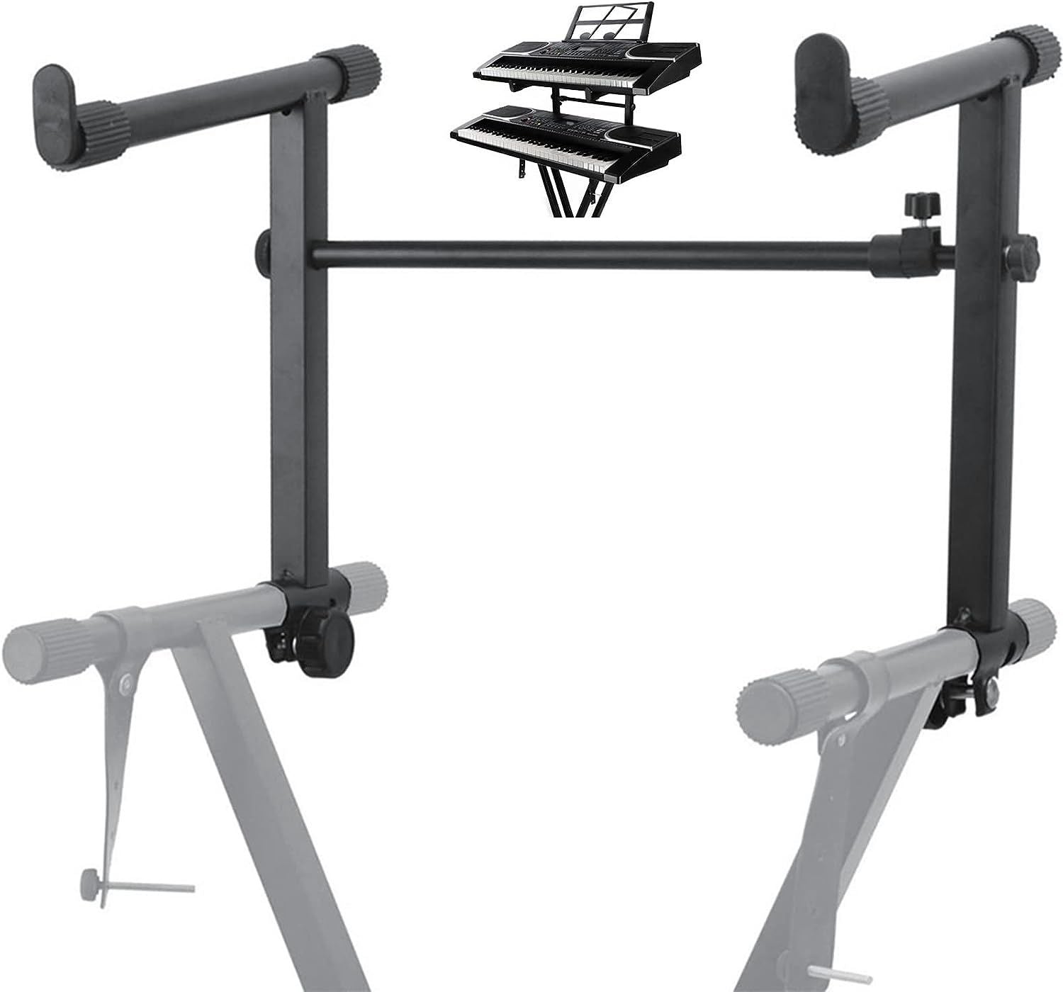 5 Core 2 tier Keyboard Stand Extension Adapter Adjustable Width 2nd Tier X-Style Piano Stands Attachment for 54 - 88 Key image 1