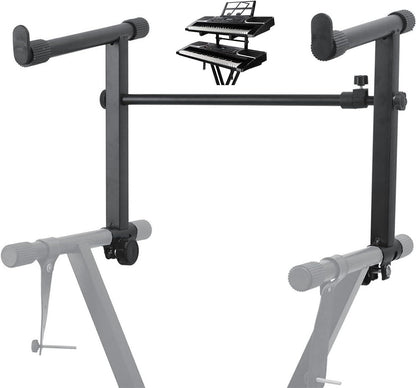 5 Core 2 tier Keyboard Stand Extension Adapter Adjustable Width 2nd Tier X-Style Piano Stands Attachment for 54 - 88 Key image 1