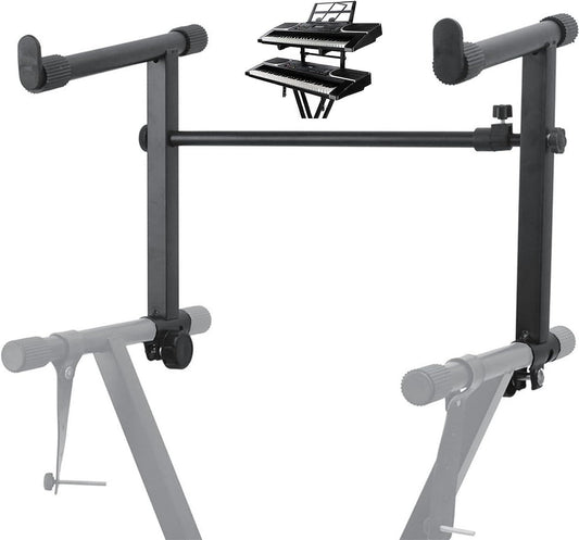 5 Core 2 tier Keyboard Stand Extension Adapter Adjustable Width 2nd Tier X-Style Piano Stands Attachment for 54 - 88 Key image 1