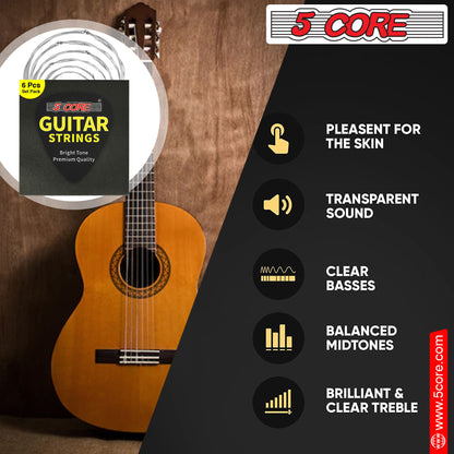 5 Core Acoustic Guitar 6 String Set Light Gauge Steel Carbon Core Bright Powerful Tone Heavy Duty GS AC image 11