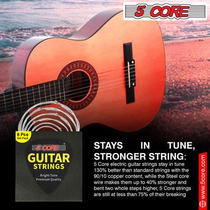 5 Core Acoustic Guitar 6 String Set Light Gauge Steel Carbon Core Bright Powerful Tone Heavy Duty GS AC image 9