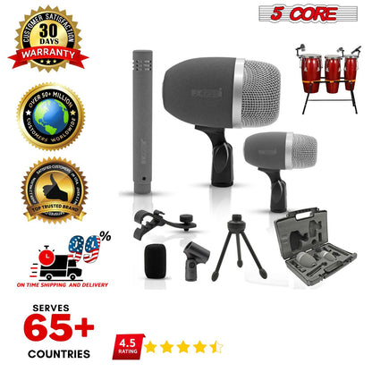 5 Core Conga Mic Snare Tom Set Professional XLR Cardioid Unidirectional Condenser Instrument Microphone Kit - CONGO 3XP image 13