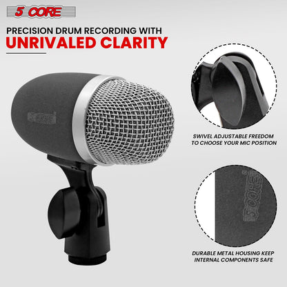 5 Core Conga Mic Snare Tom Set Professional XLR Cardioid Unidirectional Condenser Instrument Microphone Kit - CONGO 3XP image 7