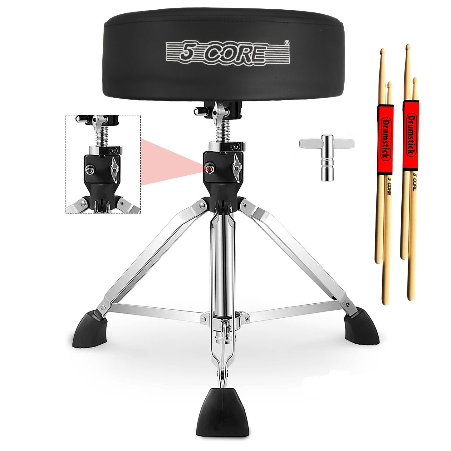 5 Core Drum Throne 4" Thick Padded Guitar Stool 400Lb Capacity Drummer Chair Swivel Adjustable image 1