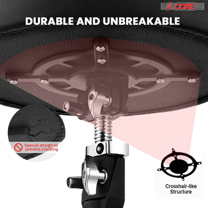 5 Core Drum Throne 4" Thick Padded Guitar Stool 400Lb Capacity Drummer Chair Swivel Adjustable image 5