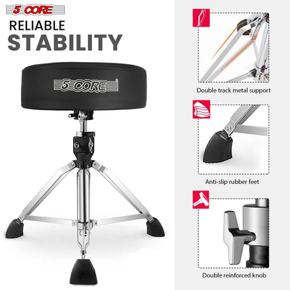 5 Core Drum Throne 4" Thick Padded Guitar Stool 400Lb Capacity Drummer Chair Swivel Adjustable image 7