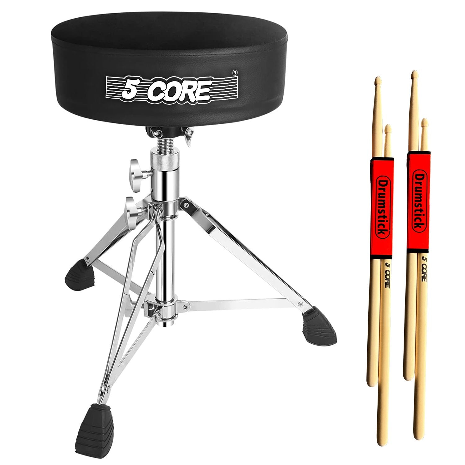 5 CORE Drum Throne Padded Guitar Stool Height Adjustable Heavy Duty Music Chair Seat Universal for Adults & Kids with An image 1