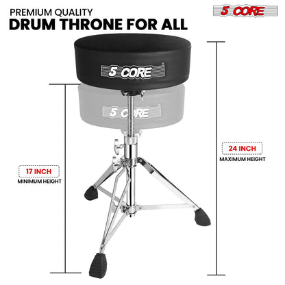 5 CORE Drum Throne Padded Guitar Stool Height Adjustable Heavy Duty Music Chair Seat Universal for Adults & Kids with An image 3