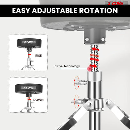 5 CORE Drum Throne Padded Guitar Stool Height Adjustable Heavy Duty Music Chair Seat Universal for Adults & Kids with An image 7