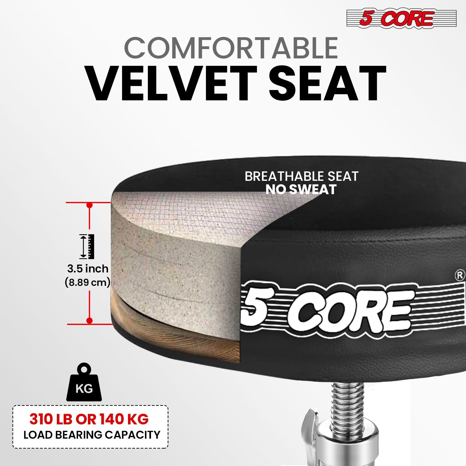 5 CORE Drum Throne Padded Guitar Stool Height Adjustable Heavy Duty Music Chair Seat Universal for Adults & Kids with An image 2