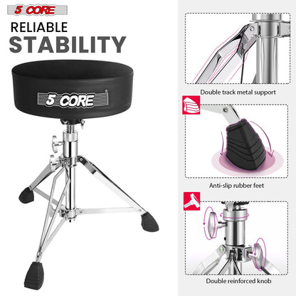 5 CORE Drum Throne Padded Guitar Stool Height Adjustable Heavy Duty Music Chair Seat Universal for Adults & Kids with An image 5