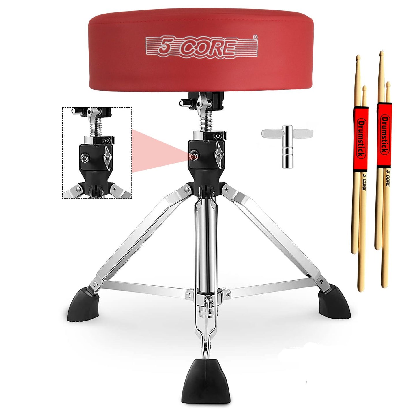 5 CORE Drum Throne Padded Guitar Stool Height Adjustable Heavy Duty Music Chair Seat Universal for Adults & Kids with An image 1
