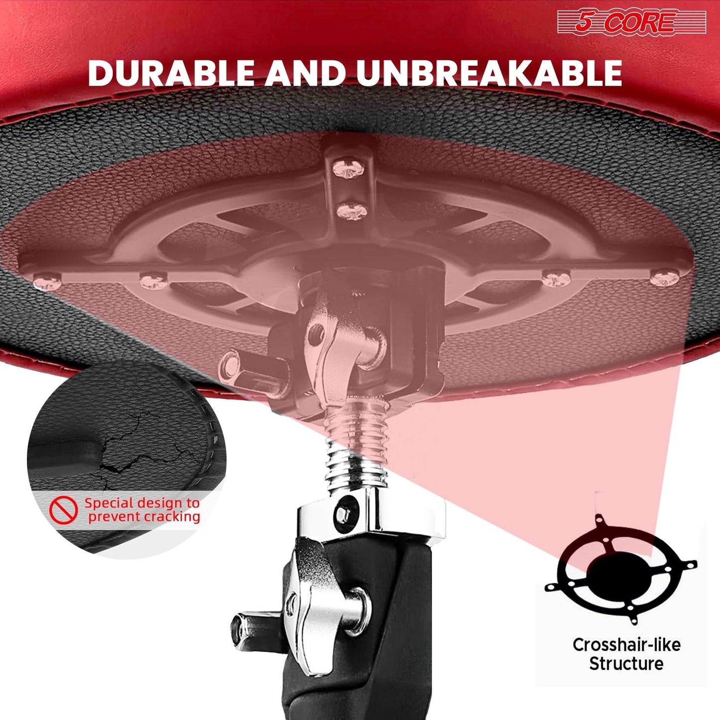 5 CORE Drum Throne Padded Guitar Stool Height Adjustable Heavy Duty Music Chair Seat Universal for Adults & Kids with An image 6