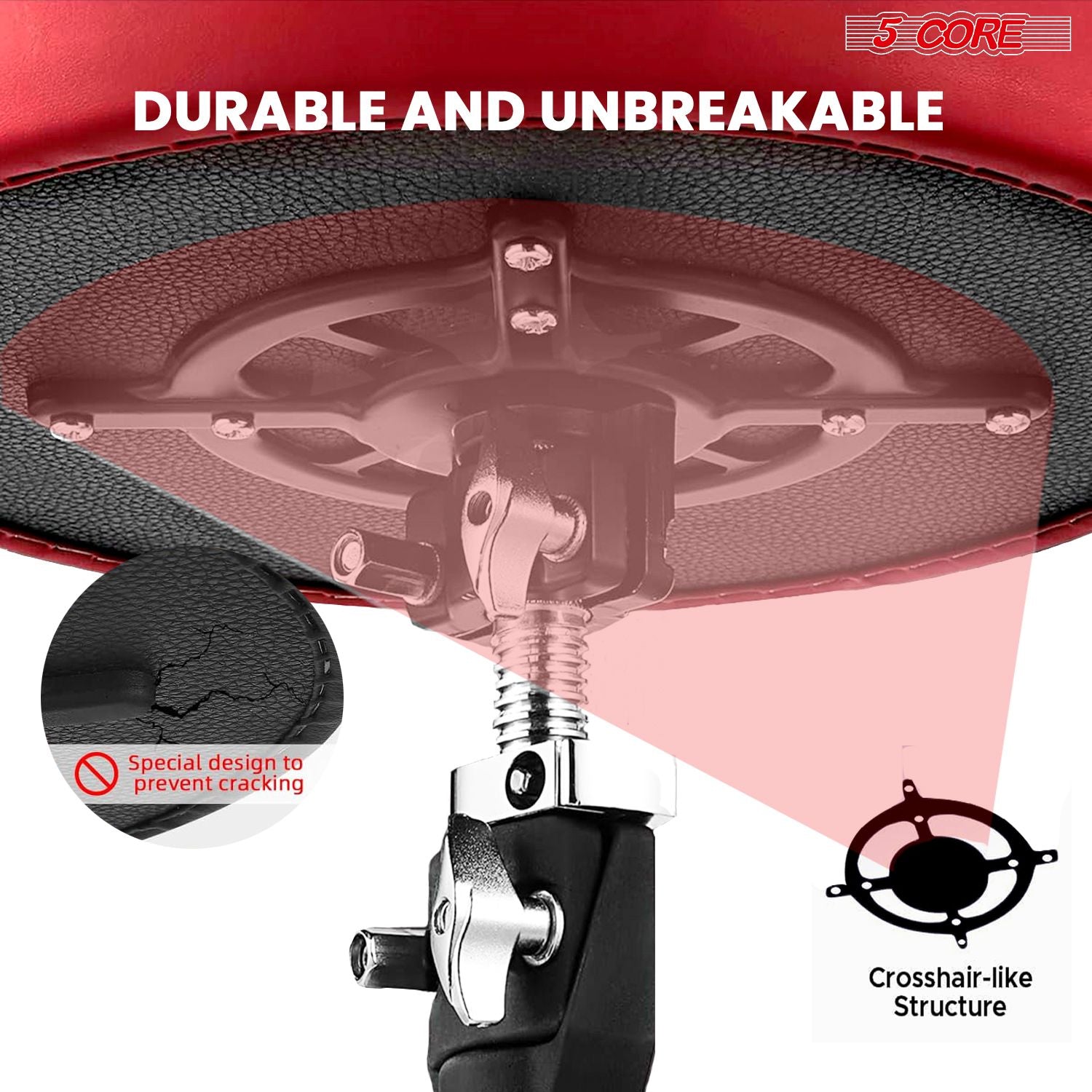 5 CORE Drum Throne Padded Guitar Stool Height Adjustable Heavy Duty Music Chair Seat Universal for Adults & Kids with An image 6